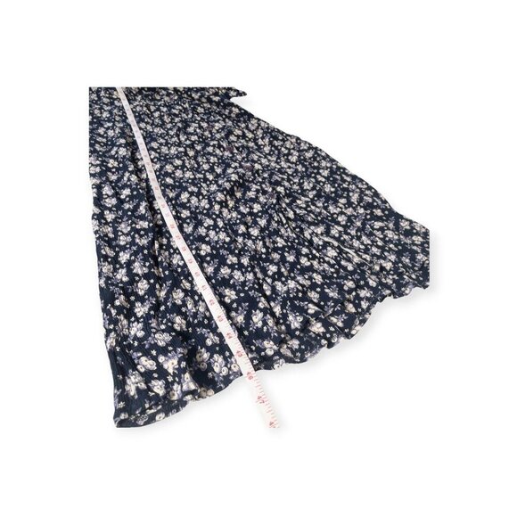 Vintage 80s GASPE Navy Floral Maxi Dress Lace Retro SZ M Cottage Core - Picture 7 of 11